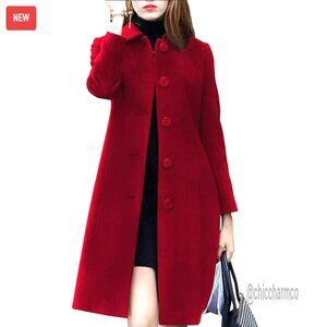 Slim Fit Wool Blend Coat Lapel Single Breasted Mid-Length Classic